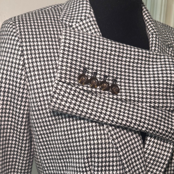Women's Ann Taylor NWT Black and White Houndstooth Blazer Size 10P - Picture 6 of 12